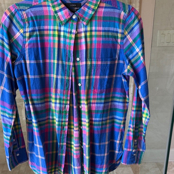 J. Crew Tops - J. Crew Vibrant Plaid Button Down Shirt